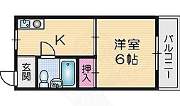 エムロード住道 1Kの間取図画像