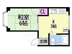 メゾン中村 1Kの間取図画像