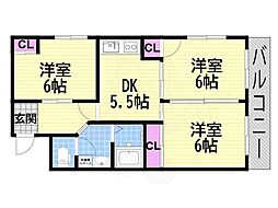 エクセルハイツ 3DKの間取図画像