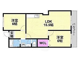 大松グリーンハイツ下馬伏 3DKの間取図画像