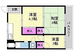 オレンジマンション 3Kの間取図画像
