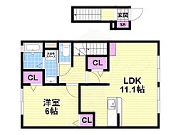 メゾン・フローラ 1LDKの間取図画像