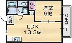 グリーンハイツカワムラ 1LDKの間取図画像