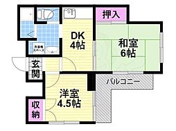 シャトーM.O. 2DKの間取図画像