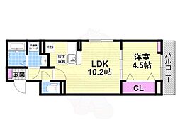 ヴェルメゾン 旭町 1LDKの間取図画像
