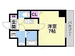 プラディオ徳庵セレニテ 1Kの間取図画像