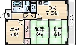 シャルム2番館 3DKの間取図画像