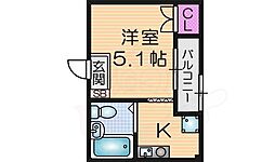 サングリーンのざき 1Kの間取図画像