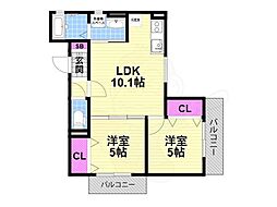 ピレーネ中野本町 2LDKの間取図画像
