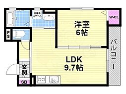 ピレーネ明和 1LDKの間取図画像