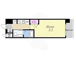 エグゼ天神橋 5階1Kの間取り