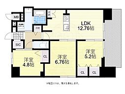 JR東西線 大阪天満宮駅 徒歩7分の賃貸マンション 14階3LDKの間取り