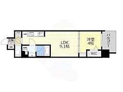 アーバネックス梅田中崎町 9階1LDKの間取り