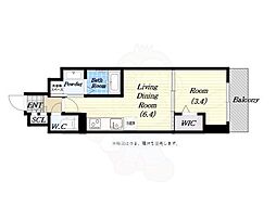 アーバネックス京町堀 11階1DKの間取り