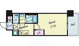 レジュールアッシュ福島ＦＩＮＯ 4階1Kの間取り