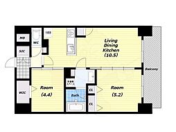 アーバネックス梅田中崎町2 8階2LDKの間取り