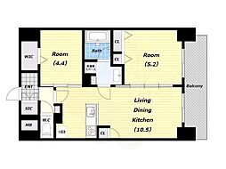 アーバネックス梅田中崎町2 5階2LDKの間取り