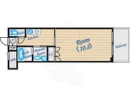 エルヴェ東天満 4階1Kの間取り