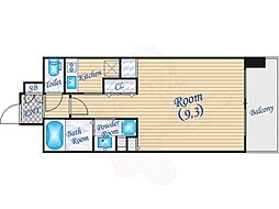 エス・キュート梅田中崎町 2階ワンルームの間取り