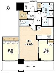ブランズタワー梅田ノース 2LDKの間取図画像