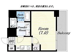 meetMeサービスアパートメント梅田西 1Kの間取図画像