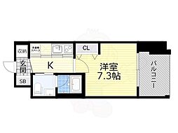 イノセント堂山 1Kの間取図画像