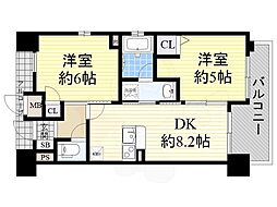 エステムプラザ梅田中崎町3ツインマークスノースレジデンス 1SDKの間取図画像