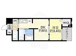 WORVE大阪本町 1Kの間取図画像