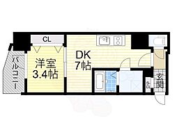 エスリードレジデンス大阪福島フロント 1DKの間取図画像