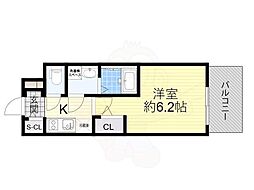 エスリードRESIDENCE大阪福島CITYWEST 1Kの間取図画像