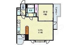 メロディーハイム野田阪神 1LDKの間取図画像