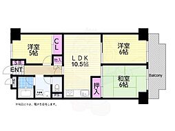 サンハイム中津 3LDKの間取図画像