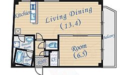 アクシス豊崎 1LDKの間取図画像