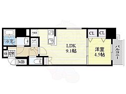 ラドゥセール梅田East 1LDKの間取図画像