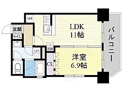 リーガル京町堀 1LDKの間取図画像