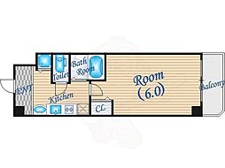 プレミアムコート天神橋エイト 1Kの間取図画像