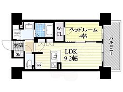 BPRレジデンス新梅田 1LDKの間取図画像
