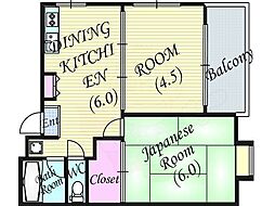 ファミールK&M 2DKの間取図画像