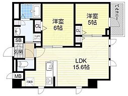 グリーンサイト南森町 2LDKの間取図画像