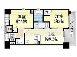 エステムプラザ梅田中崎町3ツインマークスノースレジデンス 1SLDKの間取図画像