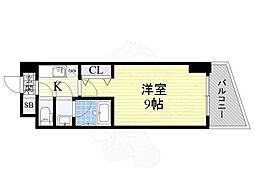 カスタリアタワー肥後橋 1Kの間取図画像