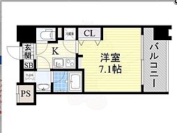ゲートコート大阪福島 1Kの間取図画像