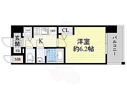 エスリード中之島SOUTH 1Kの間取図画像