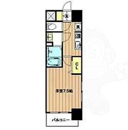 レシオス天王寺 1Kの間取図画像