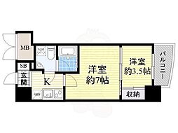 アプリーレ南森町 1DKの間取図画像