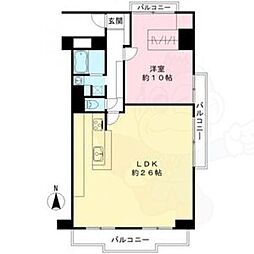梅田シティビラアクト3 1LDKの間取図画像