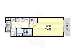プランドール江戸堀レジデンス 1Kの間取図画像