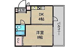 シティコート東扇町 1Kの間取図画像