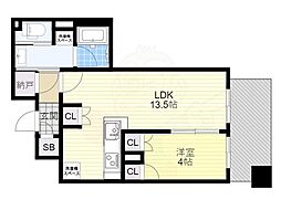 ワコーレ大阪新町タワーレジデンス 1LDKの間取図画像
