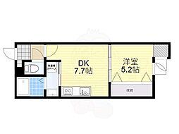 阪堺電気軌道上町線 姫松駅 徒歩7分の賃貸マンション 2階1LDKの間取り